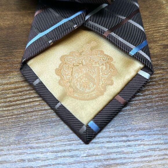 Donald J. Trump Brown Blue 100% Silk tie Necktie Signature Collection Hand Made - Picture 3 of 6